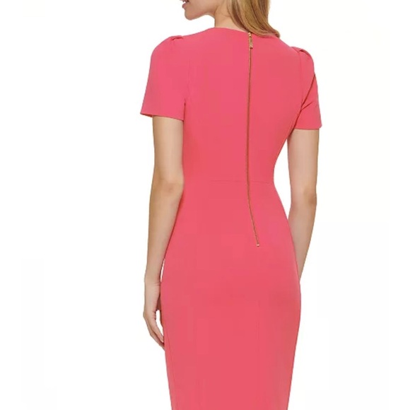 Brand New Calvin Klein Women’s Short-Sleeve Coral Pink Dress Size 12 Petite, NWT - Picture 4 of 6